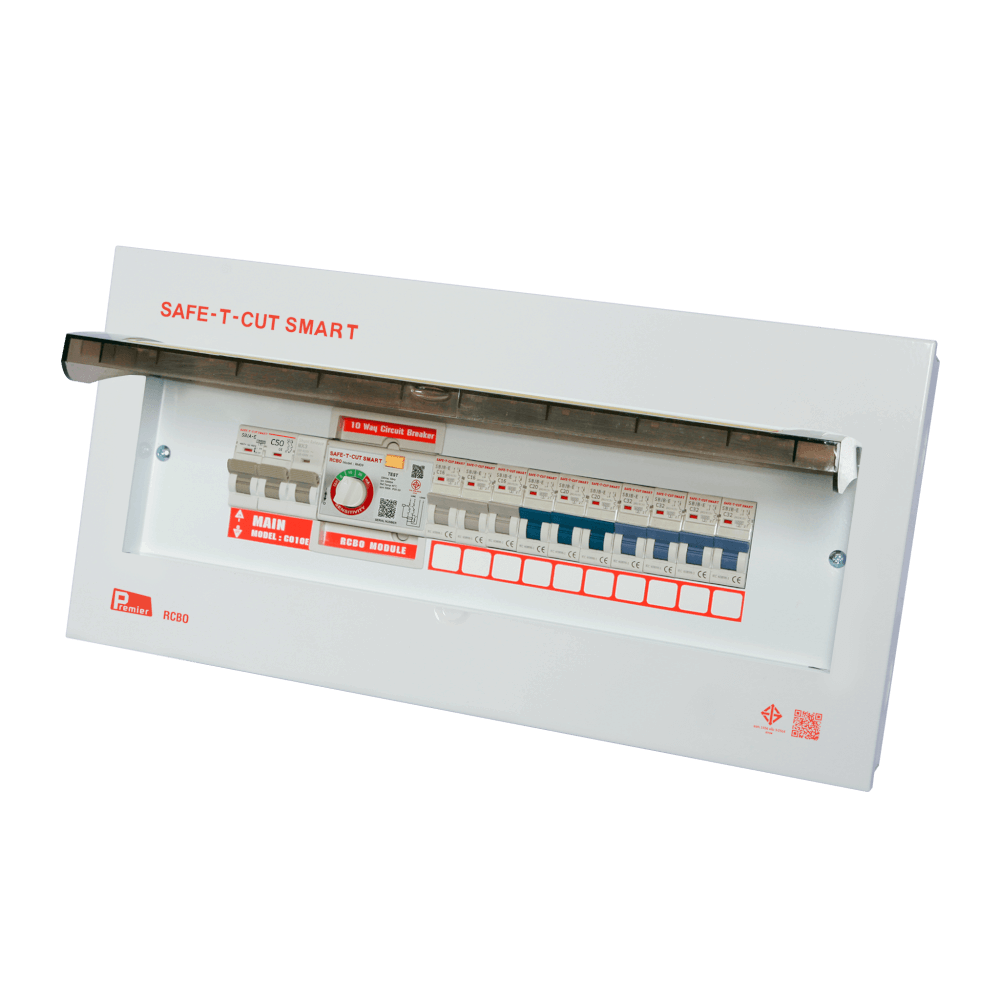 ชุดตู้คอนซูเมอร์ 10 ช่อง เบรคเกอร์กันดูด 50 แอมป์ เซฟ-ที-คัท สมาร์ท รุ่น PREMIER RCBO_1